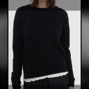 Joie "TeddyBear Fur" Button Up Back Fur Black Sweater